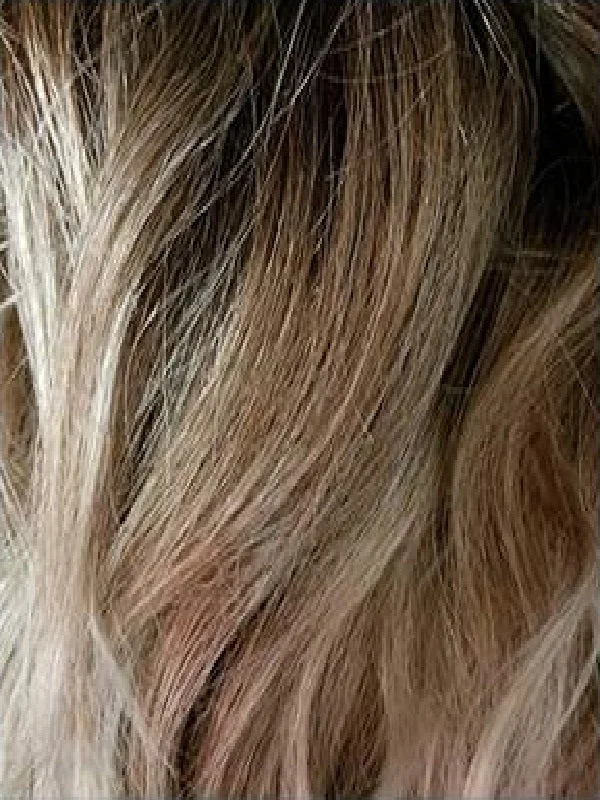 Melted Marshmallow | Warm Dark Sandy Blonde Blend with Light Ash Blonde Tips and Highlights and Medium Brown Rooting