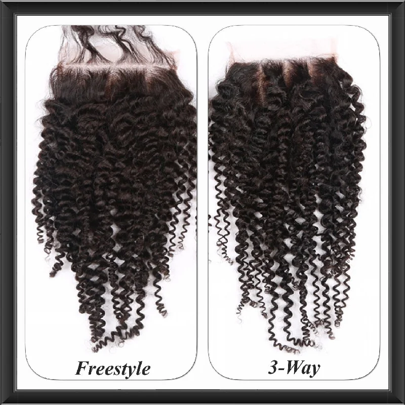 Curly wig with a middle - part for a classic and elegant styleBrazilian Kinky Curl Lace Closure - Virgin Human Hair Curly wig with a middle - part for a classic and elegant styleBrazilian Kinky Curl Lace Closure - Virgin Human Hair