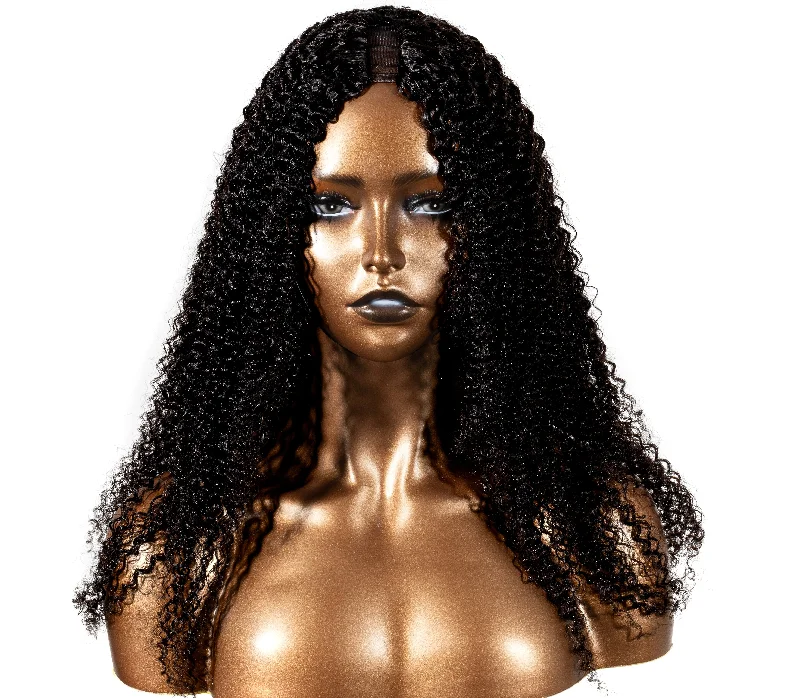 Short u - shaped wig in a trendy bob styleKinky Curly U-Part Wig 3B-3C