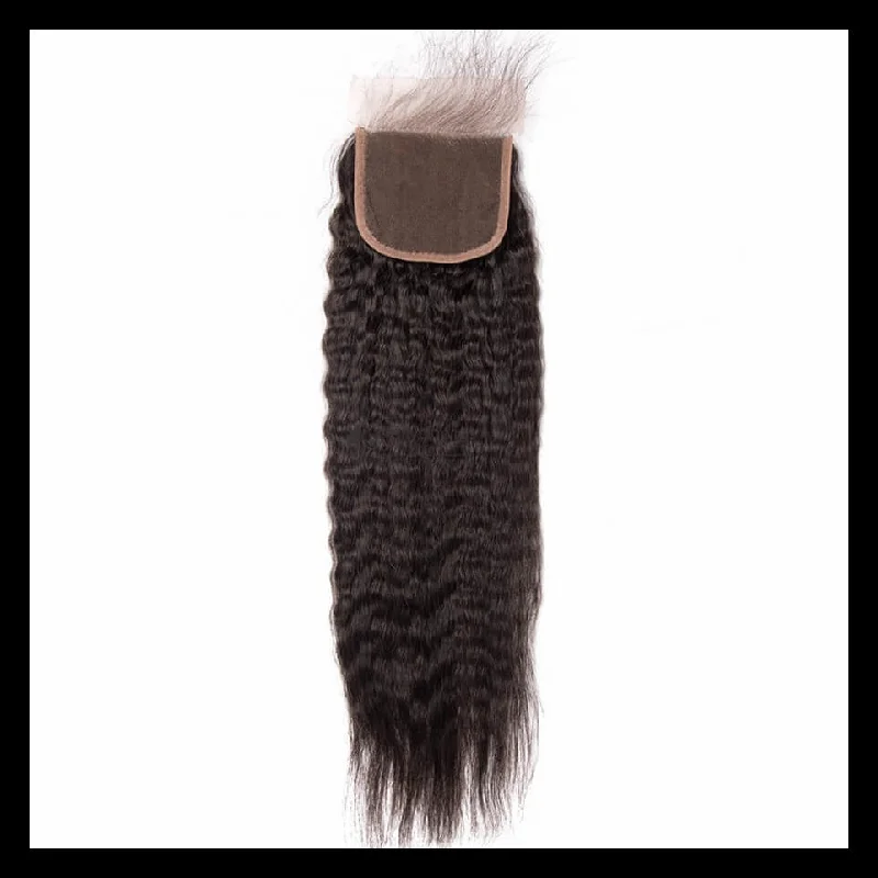 Curly wig with a 220 - density for an extra - full appearanceBrazilian Kinky Straight Lace Closure - Virgin Human Hair