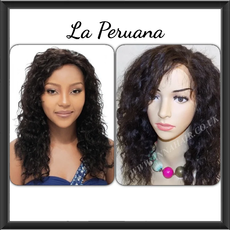 Curly wig with a pre - bleached knot for a natural - looking scalpLa Peruana Unit