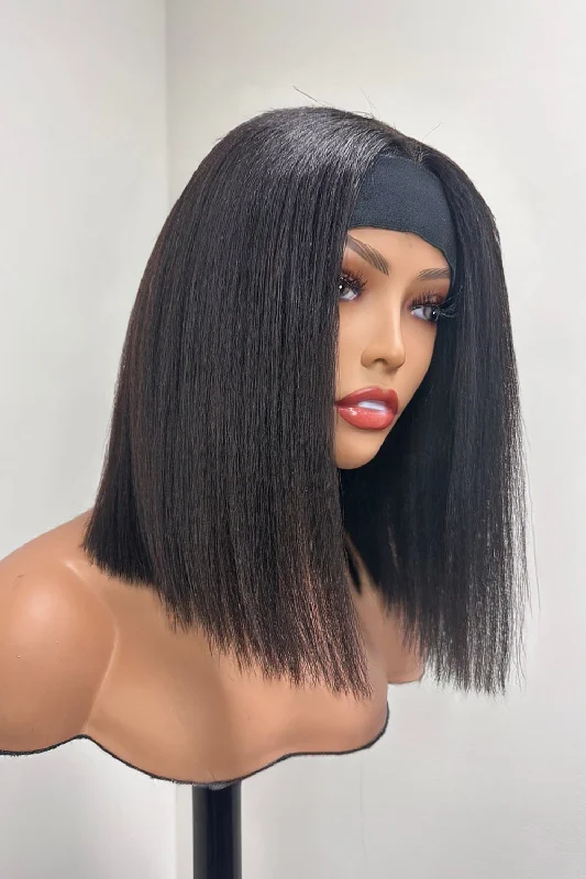 Elf wig with a floral - decorated design for a spring - themed lookLive Wig Kinky Straight Bob-LV01 Elf wig with a floral - decorated design for a spring - themed lookLive Wig Kinky Straight Bob-LV01
