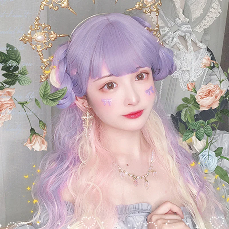 Synthetic curly wig with a tight - curl pattern for a natural lookLolita candy mixed color wig YV43539 Synthetic curly wig with a tight - curl pattern for a natural lookLolita candy mixed color wig YV43539