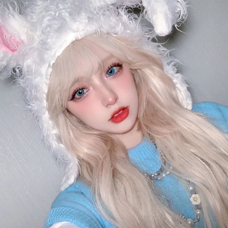 Curly wig with a side - swept bang for a sophisticated looklolita golden long curly wig yv30201 Curly wig with a side - swept bang for a sophisticated looklolita golden long curly wig yv30201
