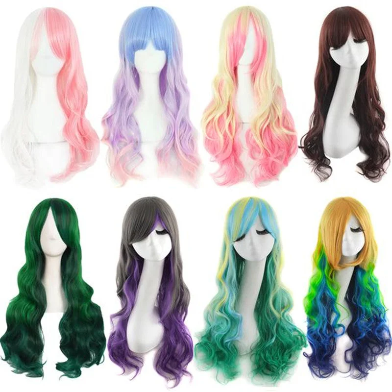 Curly wig with a wavy fringe for a soft and feminine lookLolita Gradient Color Curly Wig yv31278
