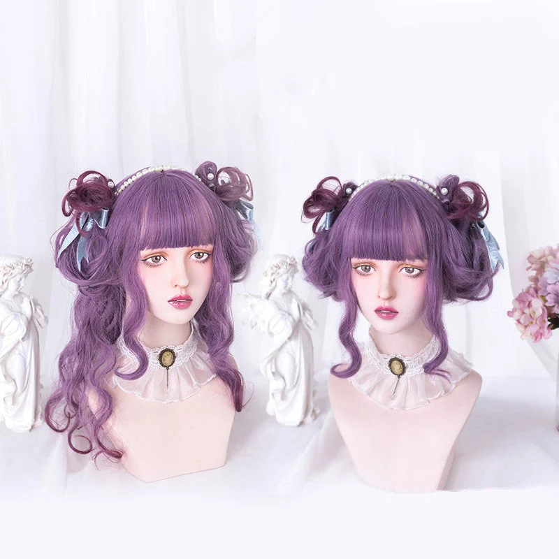 Heat - resistant curly wig for easy styling at homelolita purple gradient wig YV43013 Heat - resistant curly wig for easy styling at homelolita purple gradient wig YV43013