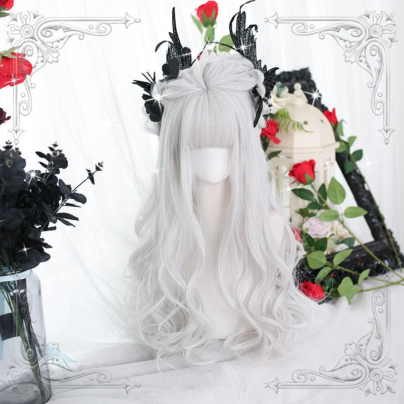 Afro - curly wig with a full and voluminous lookLolita Silver White Long Curly Wig yv30892 Afro - curly wig with a full and voluminous lookLolita Silver White Long Curly Wig yv30892