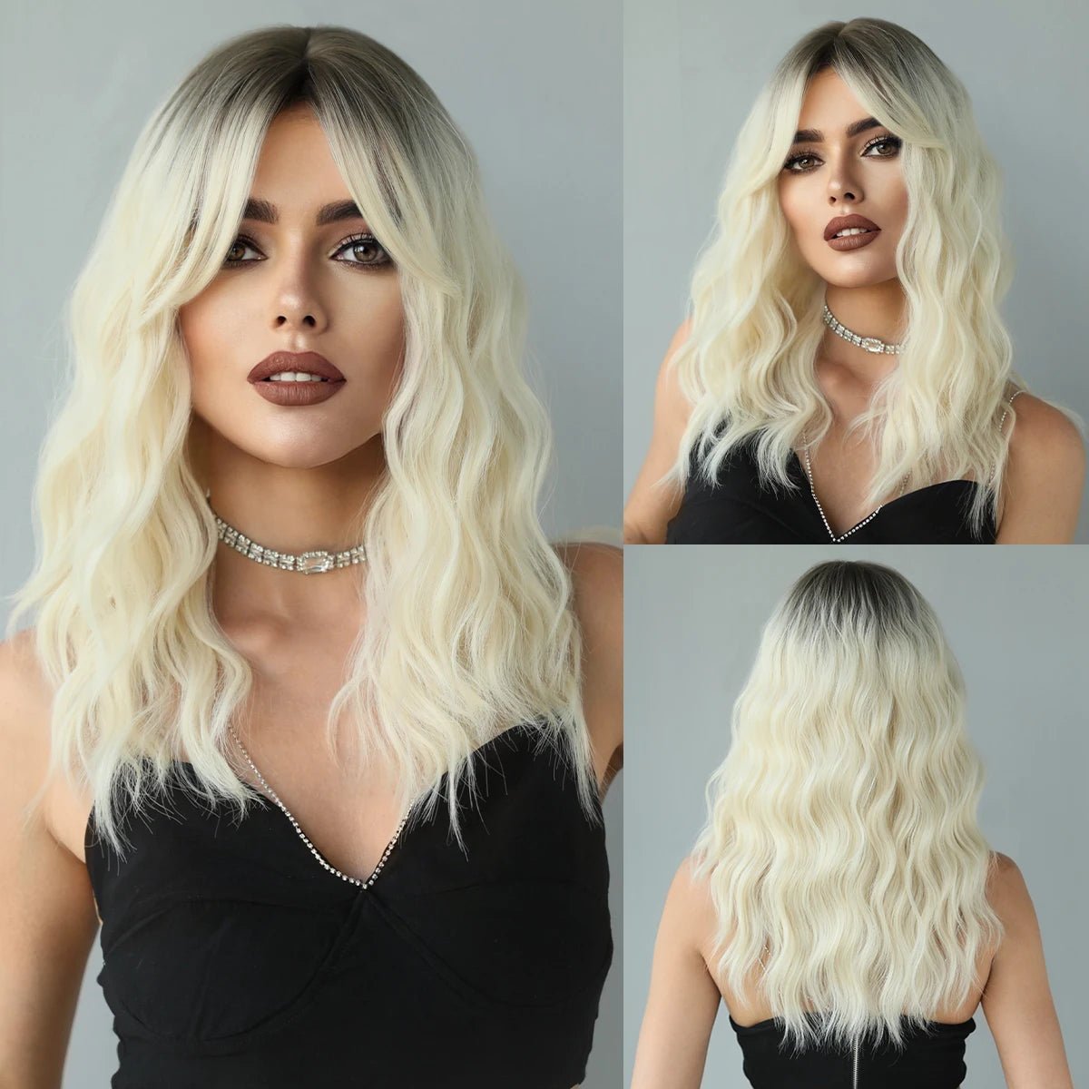 Body - wave wig with a full and voluminous lookLong Wavy Synthetic Wigs with Bangs
