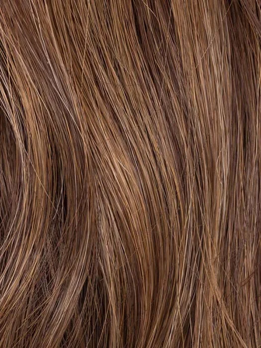 MOCCA-ROOTED | Medium Brown Blended with Light Auburn and Lightest Brown and Light Strawberry Blonde Blend with Shaded Roots