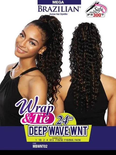 Hair buns for winter holiday partiesMane Concept Mega Brazilian Wrap&Tie Drawstring - MEGA DEEP WAVE WNT 24 MBWNT02 Hair buns for winter holiday partiesMane Concept Mega Brazilian Wrap&Tie Drawstring - MEGA DEEP WAVE WNT 24 MBWNT02