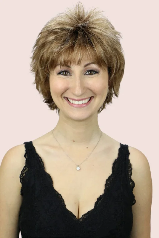 Adjustable - cap short wig for a customized and comfortable fitMeg w/ Roots (short wig) Adjustable - cap short wig for a customized and comfortable fitMeg w/ Roots (short wig)