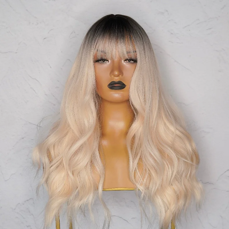 Wavy wig with a water - wave texture for a unique and stylish choiceMILAH Blonde Ombre Fringe Wig