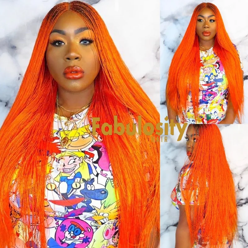 Million braids closure wig (Orange)