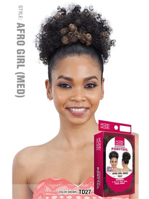 Hair buns for a yoga classModel Model Drawstring Ponytail - AFRO GIRL M