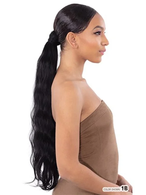 Hair buns with a hairpin decorationModel Model Pony Pro Quick Wrap Weave Ponytail - SHIMMER WAVE 24 Hair buns with a hairpin decorationModel Model Pony Pro Quick Wrap Weave Ponytail - SHIMMER WAVE 24