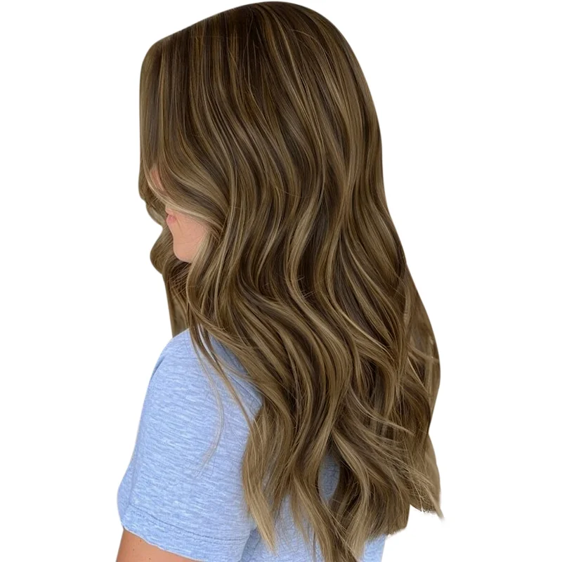 Clip - in hair extensions with a straight texture for a sleek and seamless blendMoresoo 100% Virgin Hair Hand Tied Weft Real Human with Balayage Brown (#DU) Clip - in hair extensions with a straight texture for a sleek and seamless blendMoresoo 100% Virgin Hair Hand Tied Weft Real Human with Balayage Brown (#DU)