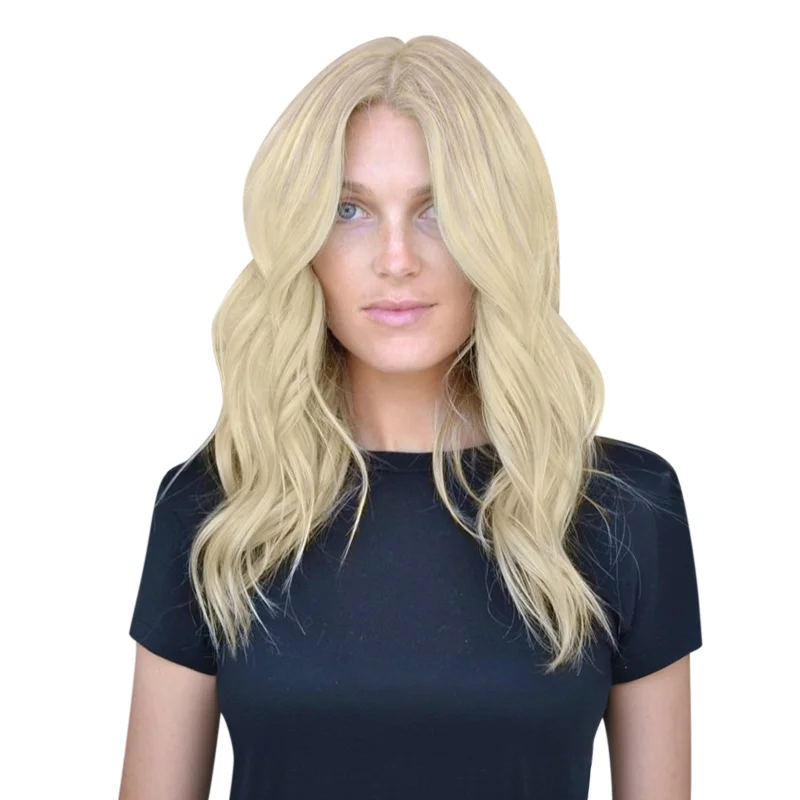 Clip - in hair extensions with a middle - part for a classic and elegant styleMoresoo Virgin Hand Tied Real Human Sew In Weft Blonde Balayage Hair (#NORDIC) Clip - in hair extensions with a middle - part for a classic and elegant styleMoresoo Virgin Hand Tied Real Human Sew In Weft Blonde Balayage Hair (#NORDIC)