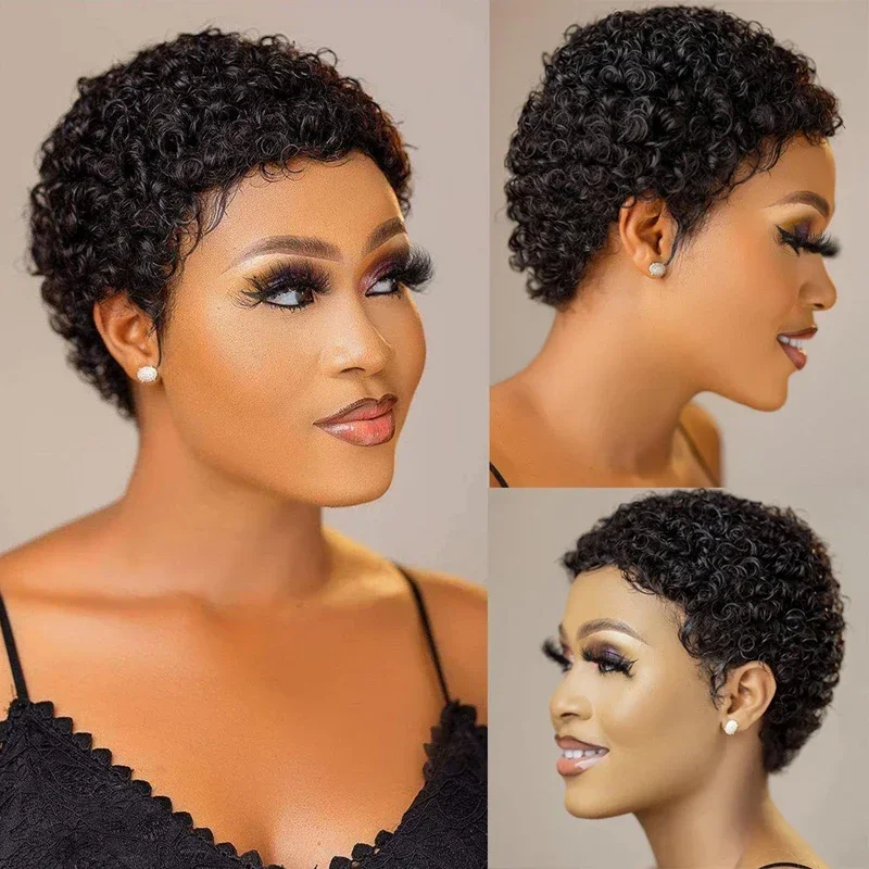 Elf wig with silver highlights for a magical touchNew Pixie Cut Short Wool Curly Hair Wigs For Women Machine Made 100% Human Hair Wigs Brazilian Pixie Cut Wigs Human Hair Elf wig with silver highlights for a magical touchNew Pixie Cut Short Wool Curly Hair Wigs For Women Machine Made 100% Human Hair Wigs Brazilian Pixie Cut Wigs Human Hair