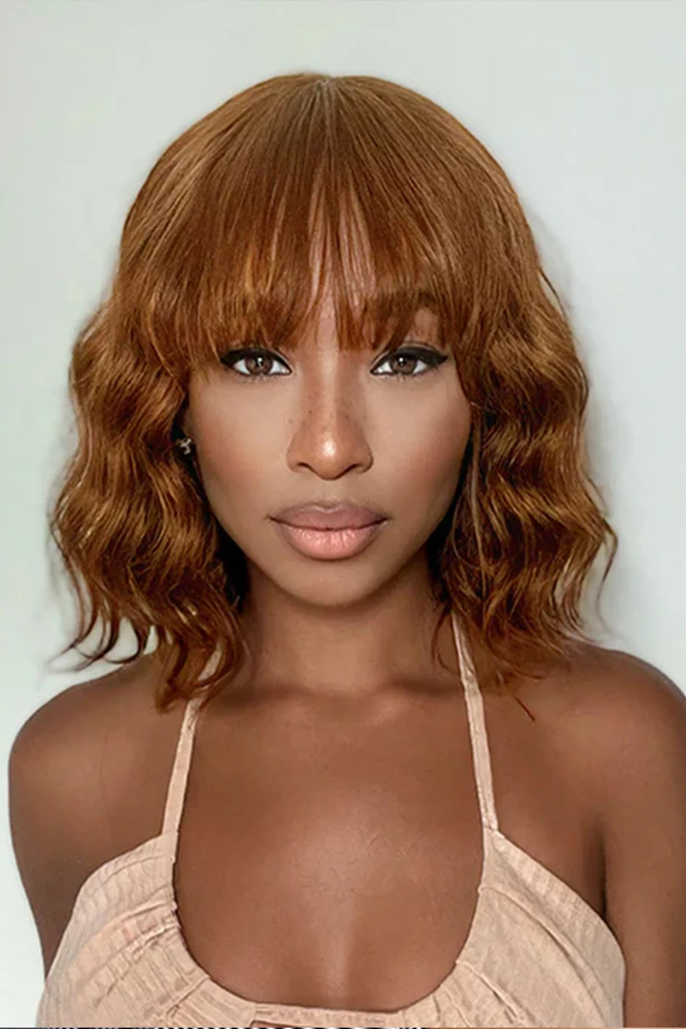 Short blonde elf wig with a pixie cut styleNo Glue Lace Top Wigs Big Ocean Wave 12 inch Bob Human Hair with Bangs Short blonde elf wig with a pixie cut styleNo Glue Lace Top Wigs Big Ocean Wave 12 inch Bob Human Hair with Bangs