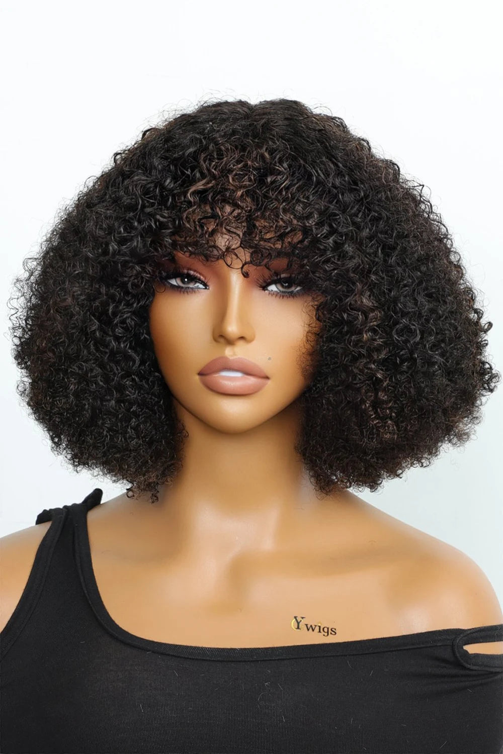 Elf wig for a Renaissance fair appearanceNo Glue Wigs With Lace Front Top and Bangs Highlight Brown Curly Elf wig for a Renaissance fair appearanceNo Glue Wigs With Lace Front Top and Bangs Highlight Brown Curly