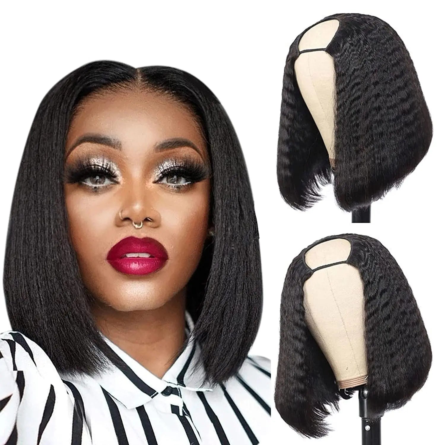 U - shaped wig with a two - toned color combinationNo Leave Out No Glue U Part Short Bob Wig U - shaped wig with a two - toned color combinationNo Leave Out No Glue U Part Short Bob Wig