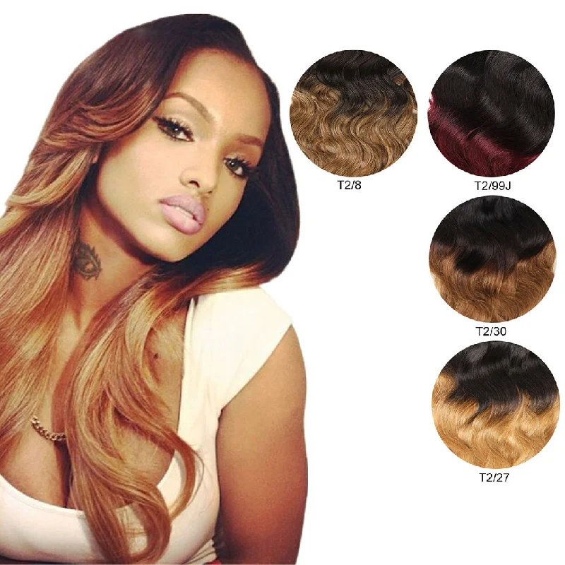 Clip - in hair extensions with a wavy texture for a beachy and relaxed lookOmbre Dark Brown With Copper Red Clip-in Body Wave Virgin Human Hair Extension Clip - in hair extensions with a wavy texture for a beachy and relaxed lookOmbre Dark Brown With Copper Red Clip-in Body Wave Virgin Human Hair Extension