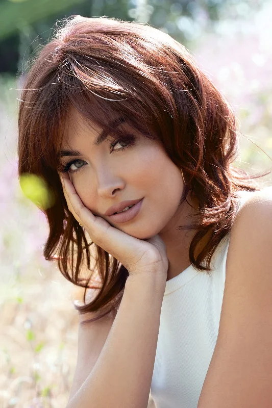 Wavy wig in a chocolate - brown color for a rich and warm appearanceOrchid Wigs - Jan (#6539) Wavy wig in a chocolate - brown color for a rich and warm appearanceOrchid Wigs - Jan (#6539)