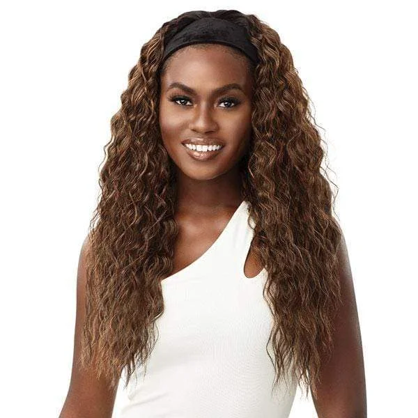 Half wig with a natural - looking root for a more realistic lookOutre 100% Premium Synthetic Headband Wig - KAYRO