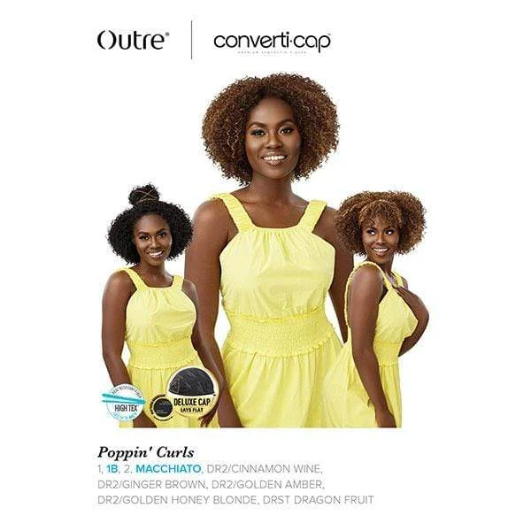Half wig with a curly fringe for a playful and youthful vibeOutre Converti Cap Synthetic Hair Wig - POPPIN' CURLS