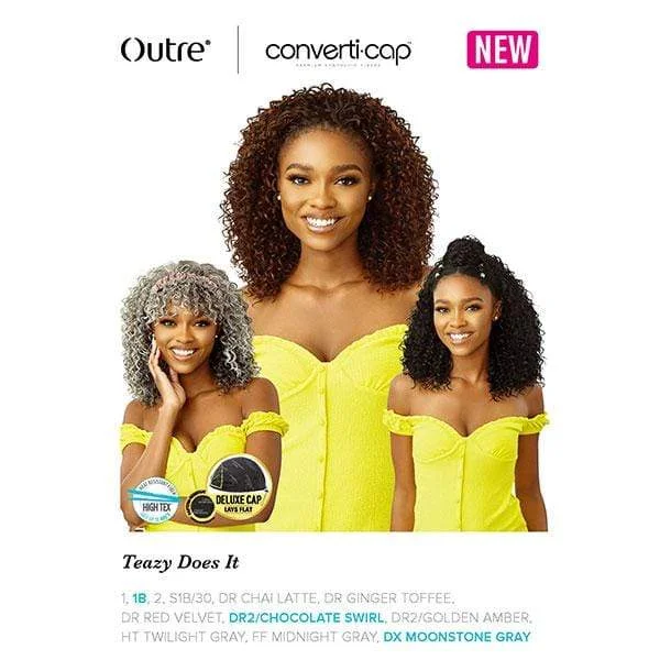 Half wig with a side - part for a more flattering lookOutre Converti Cap Synthetic Hair Wig - TEAZY DOES IT
