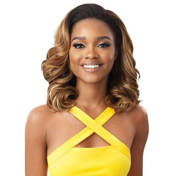 Half wig with a wispy fringe for a soft and feminine lookOutre Converti Cap Synthetic Hair Wig - VELVETY SWIRLS