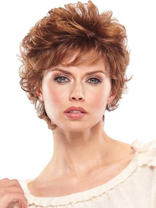 Short wig with a pixie cut for a bold and edgy lookPeaches by Jon Renau | Curly Synthetic Wig Short wig with a pixie cut for a bold and edgy lookPeaches by Jon Renau | Curly Synthetic Wig