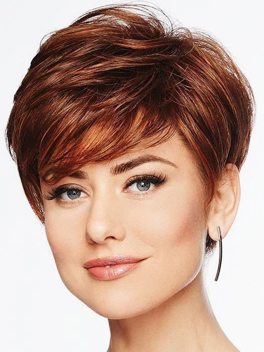 Short wig with auburn highlights for a warm and rich colorPerfect Pixie | Heat Friendly Synthetic Wig Short wig with auburn highlights for a warm and rich colorPerfect Pixie | Heat Friendly Synthetic Wig