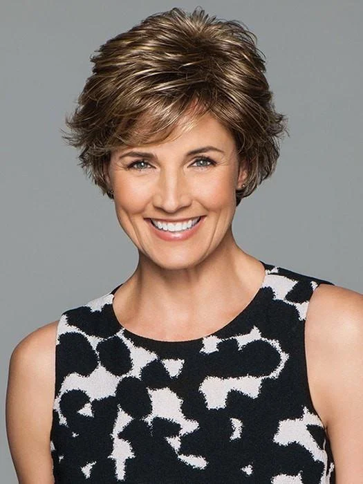Heat - resistant short wig for easy styling with hot toolsPerk Petite | Synthetic Wig (Basic Cap)