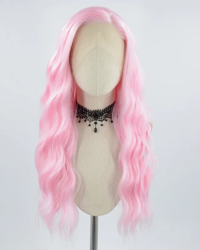 Curly wig in a platinum - blonde color for a bold and trendy lookPink Curly Synthetic Lace Front Wig WW653 Curly wig in a platinum - blonde color for a bold and trendy lookPink Curly Synthetic Lace Front Wig WW653
