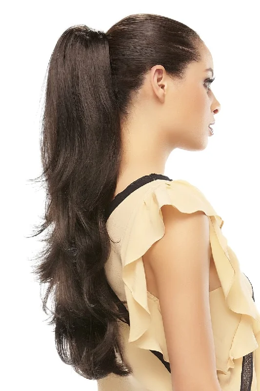 Brunette wig with bangs in a chocolate shadeProvocative Clip-On Ponytail by Jon Renau - Final Sale - No Refunds or Exchanges Brunette wig with bangs in a chocolate shadeProvocative Clip-On Ponytail by Jon Renau - Final Sale - No Refunds or Exchanges