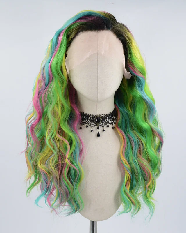 Curly wig with a natural - looking root for a more realistic lookRainbow Synthetic Lace Front Wig WW130 Curly wig with a natural - looking root for a more realistic lookRainbow Synthetic Lace Front Wig WW130