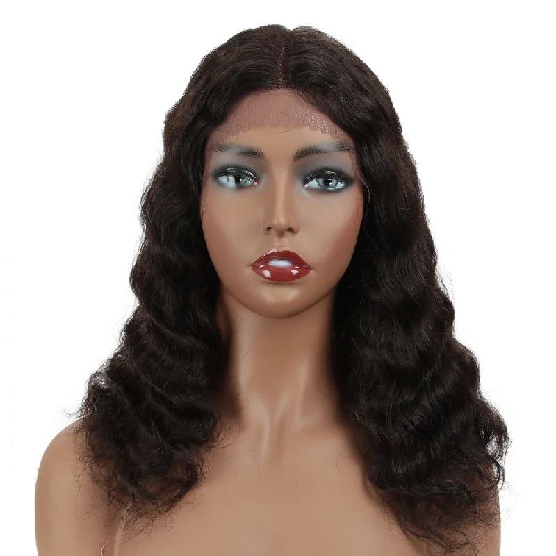 Wavy wig with a pre - bleached knot for a natural - looking scalpRebecca Fashion Human Hair Lace Front Wigs 5 inch Middle Lace Part Body Wave Wigs for Women Natural Color Wavy wig with a pre - bleached knot for a natural - looking scalpRebecca Fashion Human Hair Lace Front Wigs 5 inch Middle Lace Part Body Wave Wigs for Women Natural Color