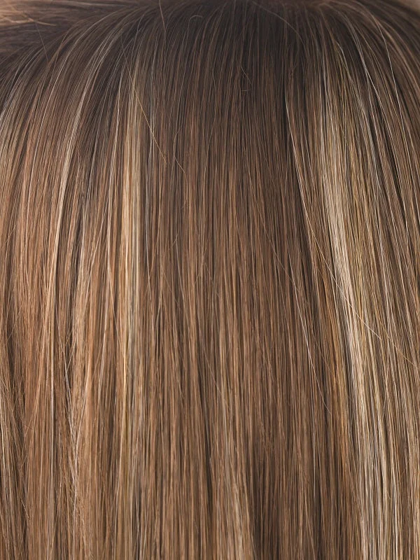 Maple Sugar R | Medium Brown with Light Honey Brown Base and Strawberry Blonde highlights with Dark Brown roots