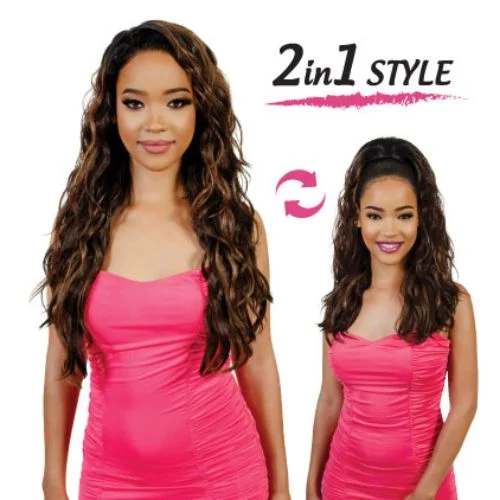 Half wig with a 150 - density for a full and thick appearanceRHTP-Frida Synthetic Ponytail and Half Wig by RastAfri Half wig with a 150 - density for a full and thick appearanceRHTP-Frida Synthetic Ponytail and Half Wig by RastAfri