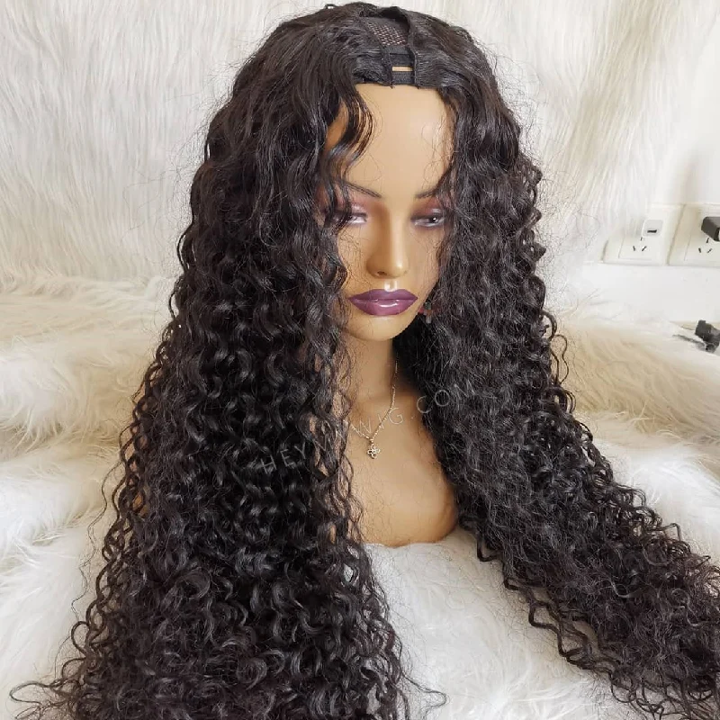 U - shaped wig made of heat - resistant fiberRoman Curly U-Part Wig