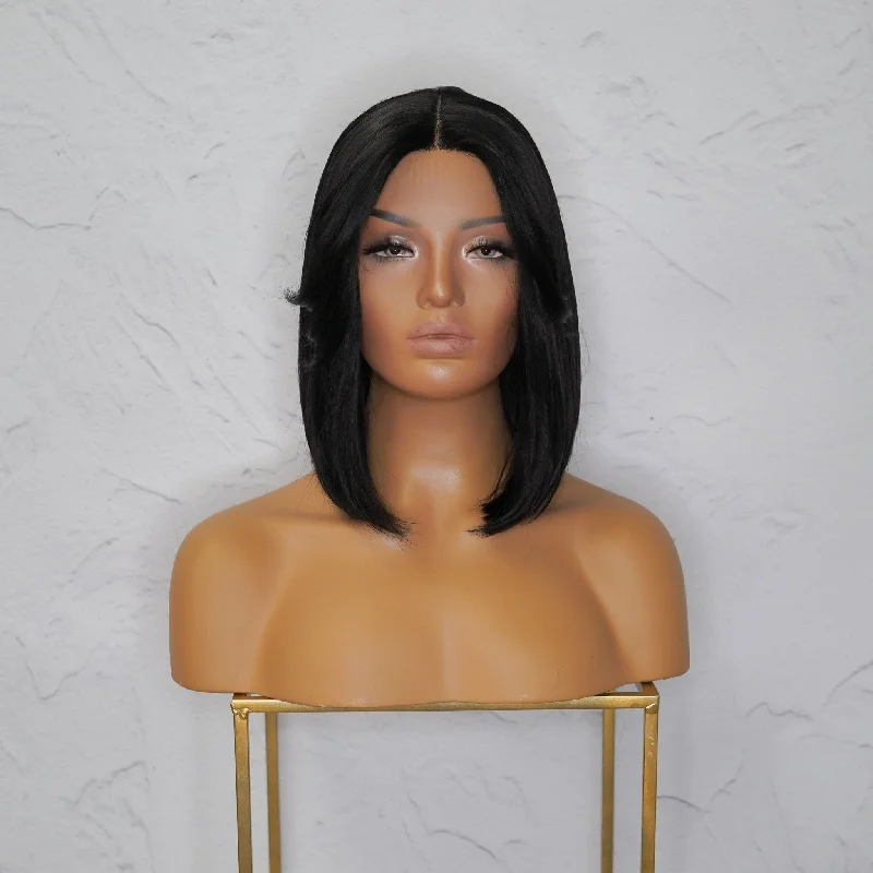 Short wig with a blunt bob cut for a modern and sleek styleSABRINA Black Lace Front Wig Short wig with a blunt bob cut for a modern and sleek styleSABRINA Black Lace Front Wig