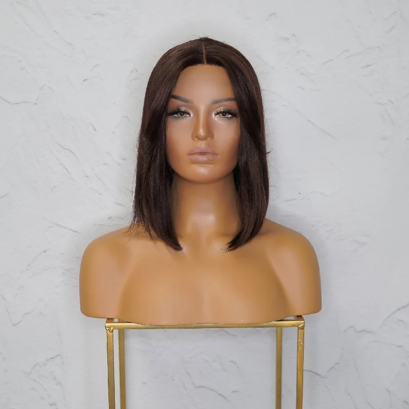 Platinum - blonde short wig for a trendy and eye - catching styleSABRINA Dark Brown Lace Front Wig Platinum - blonde short wig for a trendy and eye - catching styleSABRINA Dark Brown Lace Front Wig