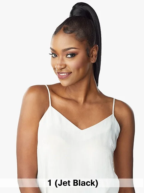 Half - up half - down hair buns for a versatile lookSensationnel Instant Pony Wrap Ponytail - STRAIGHT 24 Half - up half - down hair buns for a versatile lookSensationnel Instant Pony Wrap Ponytail - STRAIGHT 24