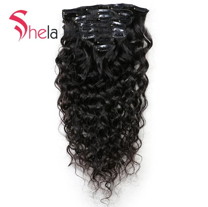 Human - hair clip - in hair extensions for a natural and luxurious lookShela Hair Clip In Human Hair Extensions Natural Water Wave 120G Natural Color 8 Pieces/Set Human - hair clip - in hair extensions for a natural and luxurious lookShela Hair Clip In Human Hair Extensions Natural Water Wave 120G Natural Color 8 Pieces/Set