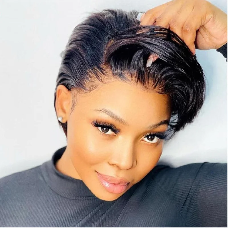 Elf wig for a Christmas elf costumeStraight Pixie Cut Short Bob 13X1X4 T Part HD Lace Human Hair Wigs For Women Elf wig for a Christmas elf costumeStraight Pixie Cut Short Bob 13X1X4 T Part HD Lace Human Hair Wigs For Women