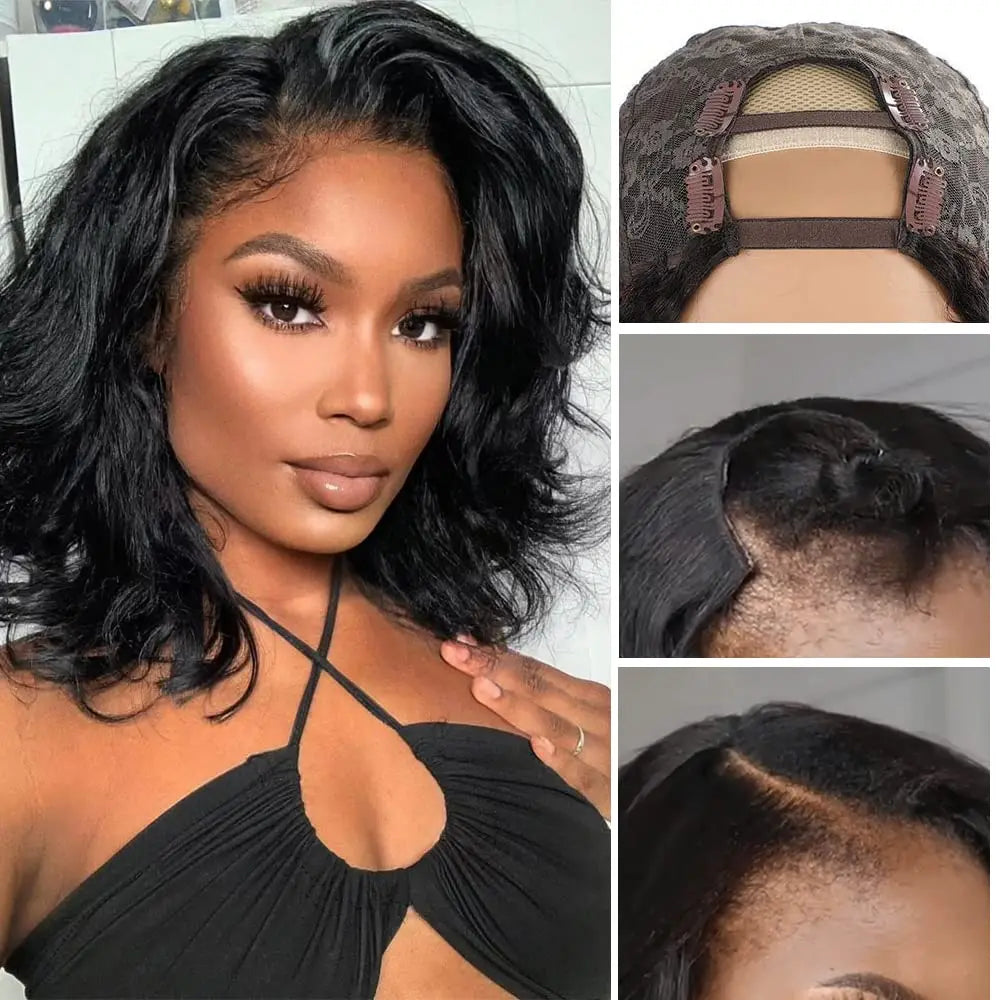 U - shaped wig with a kinky - curly patternShort Wavy Synthetic U Part Wig