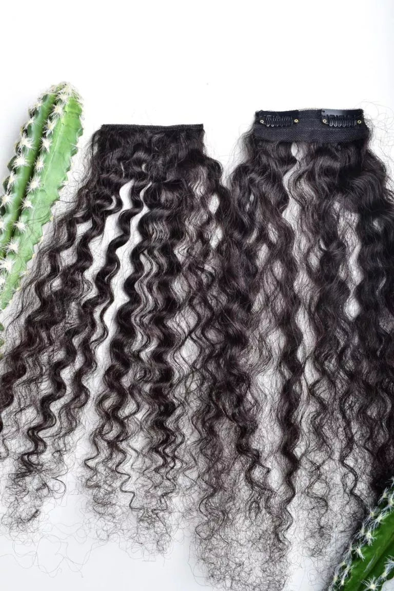 Wavy wig with a 180 - density for a full and thick appearanceSlightly Coiled Curly Hair Extensions – Side Patches