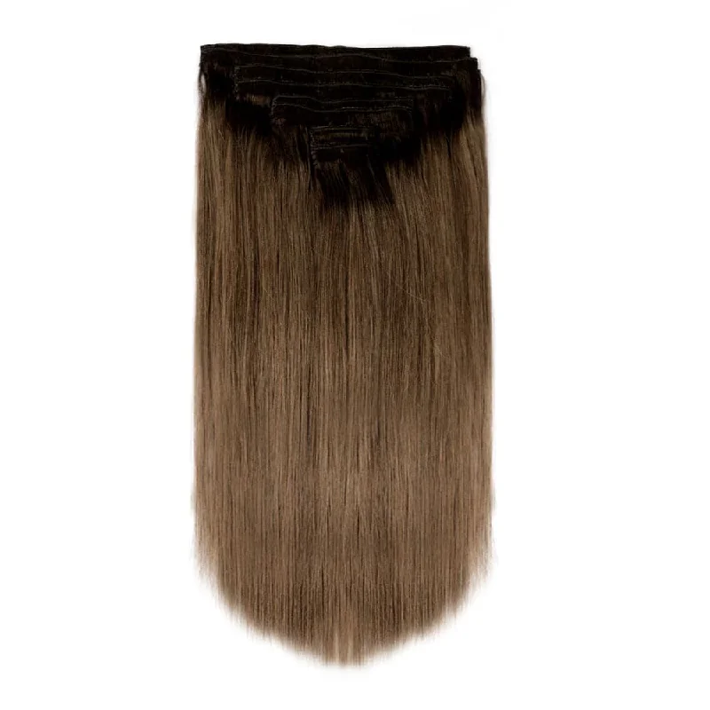 Clip - in hair extensions with a wavy texture for a beachy and relaxed lookSterly #2/6 Ombre Straight Clip-in Human Hair 8 Pices With 18 Clips 120g
