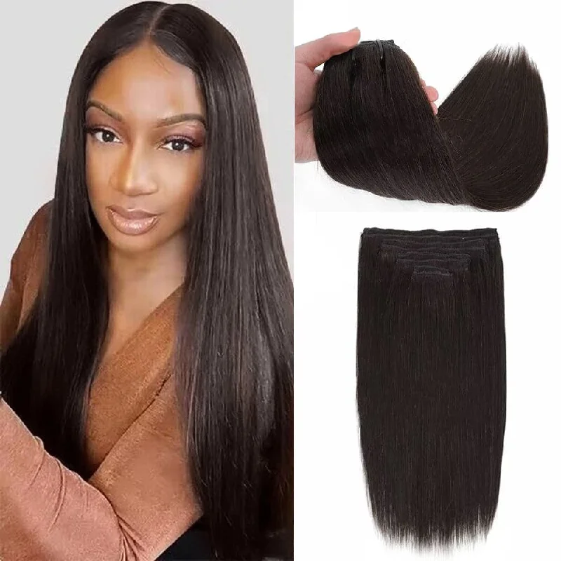 Clip - in hair extensions with a straight texture for a sleek and seamless blendSterly #2 Dark Brown Straight Clip-in Human Hair 8 Pices With 18 Clips 120g Clip - in hair extensions with a straight texture for a sleek and seamless blendSterly #2 Dark Brown Straight Clip-in Human Hair 8 Pices With 18 Clips 120g